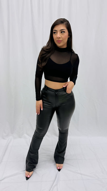 Cropped Mesh Turtle Neck