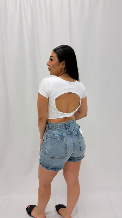 Twisted Heart White Cropped Top