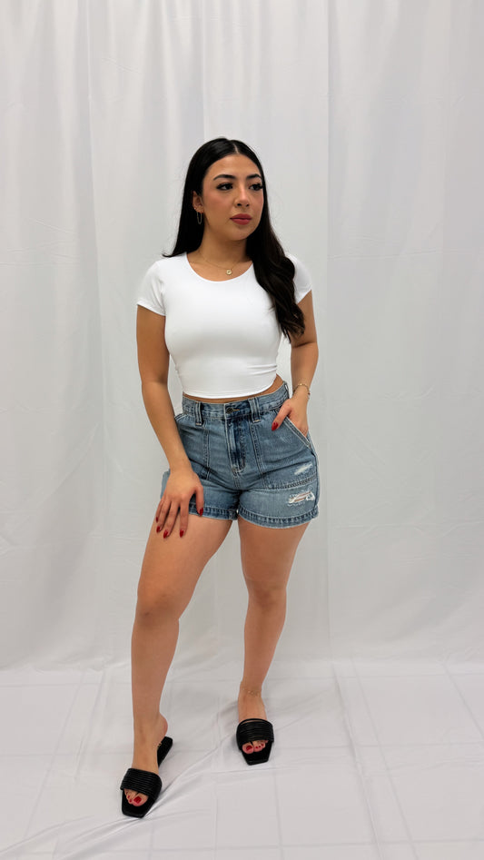 Twisted Heart White Cropped Top